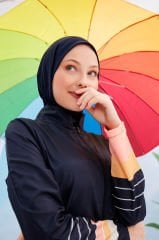 Renkli Çizgili Tesettür Mayo- Karışık Renkli - Mayou