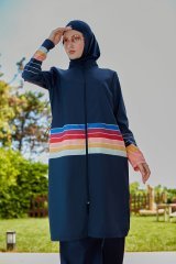 Renkli Çizgili Tesettür Mayo- Karışık Renkli - Mayou M