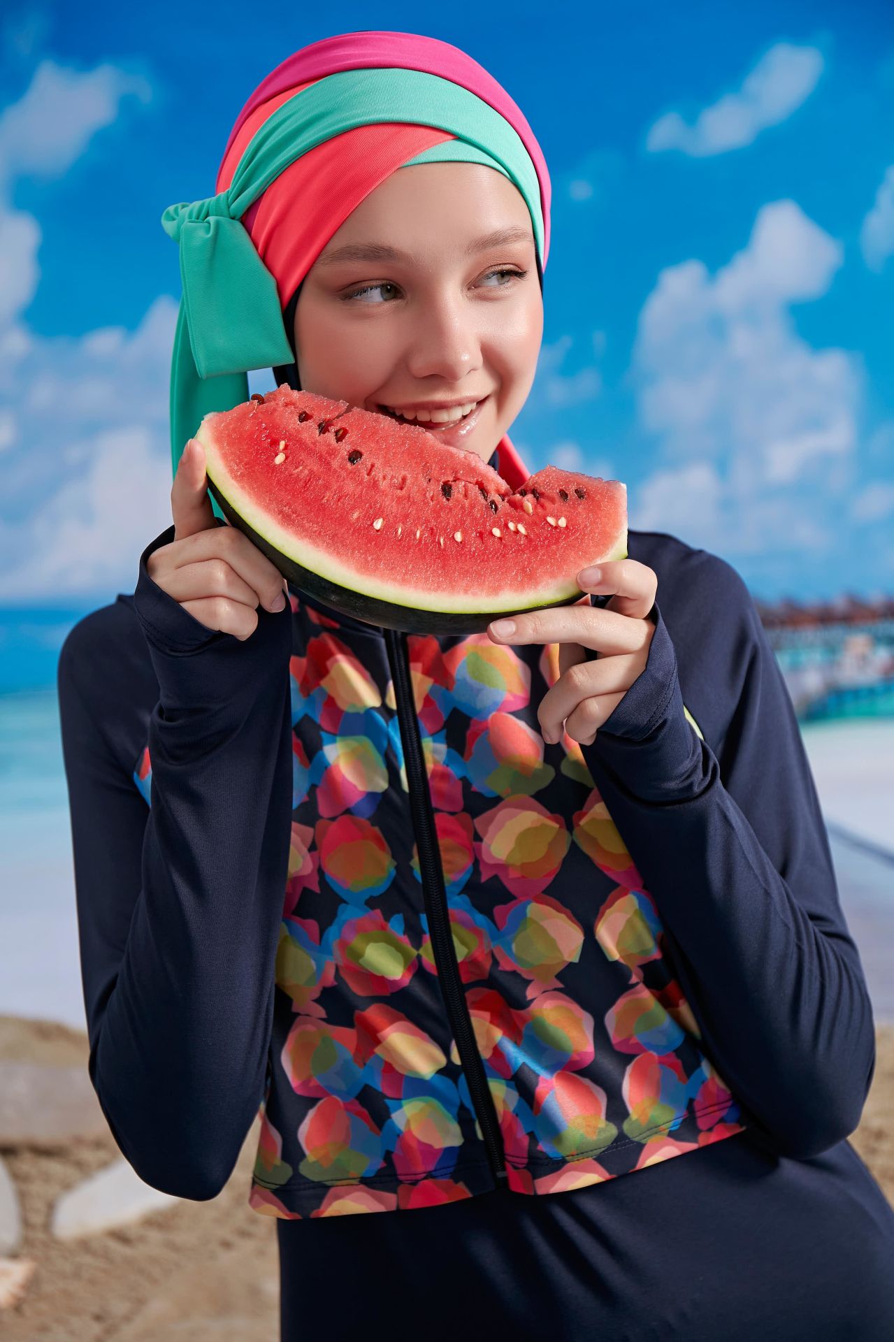 Modern  Renkli Tesettür Mayo - Lacivert