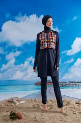 Modern  Renkli Tesettür Mayo - Lacivert