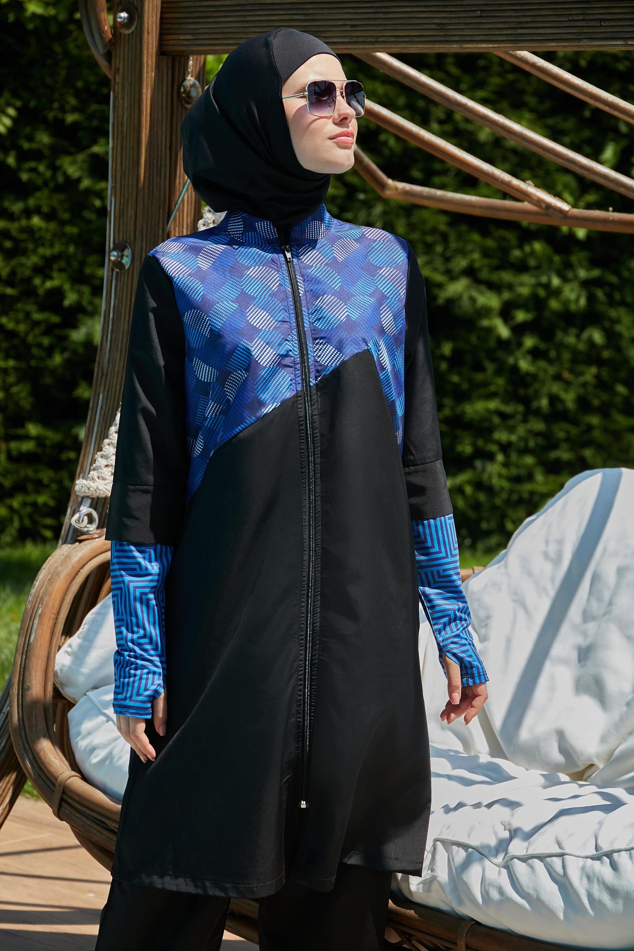 Garnili Desenli Tesettür Mayo - Karışık Renkli  - Mayou