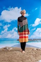 Renkli Çizgili Tesettür Mayo