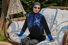 Garnili Desenli Tesettür Mayo - Karışık Renkli  - Mayou L