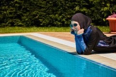 Garnili Desenli Tesettür Mayo - Karışık Renkli  - Mayou L