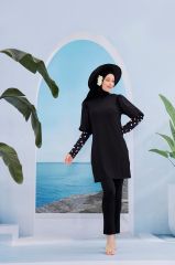 Nostalji Tasarım Tesettür Mayo - Siyah