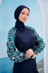 Kolları Desenli Tasarım Tesettür Mayo