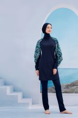 Kolları Desenli Tasarım Tesettür Mayo