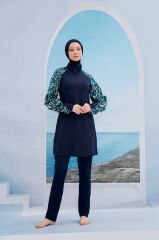 Kolları Desenli Tasarım Tesettür Mayo