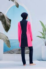 Garnili Tesettür Mayo - Fuşya/Lacivert