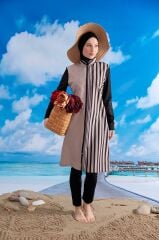 Line Tesettür Mayo - Siyah/Vizon