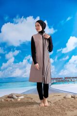 Line Tesettür Mayo - Siyah/Vizon