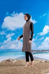 Line Tesettür Mayo - Siyah/Vizon