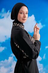 Yeşil Yapraklı Tesettür Mayo - Siyah/Yeşil