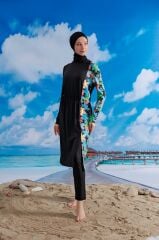 Stoperli Tarz Tesettür Mayo - Siyah