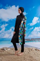 Stoperli Tarz Tesettür Mayo - Siyah