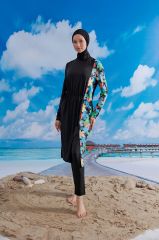 Stoperli Tarz Tesettür Mayo - Siyah