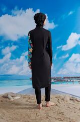 Stoperli Tarz Tesettür Mayo - Siyah