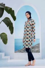 Kapüşonlu Spor Tesettür Mayo - Lacivert