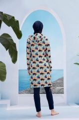 Kapüşonlu Spor Tesettür Mayo - Lacivert